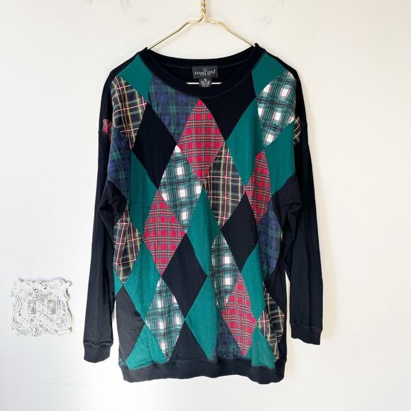 Carole Little Tops - Carole Little Vintage 90s Christmas Holiday Plaid Patchwork Tunic Top S